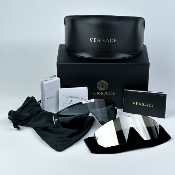 NEW Versace VE4461 314/87 White Grey Mirror Silver Detachable Lens Sunglasses main image 4
